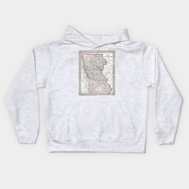 Vintage Minnesota & Iowa Railroad Map (1873) Kids Hoodie by Bravuramedia